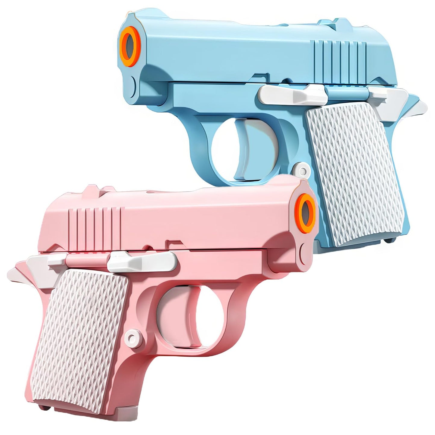 Hikewintoy Cool Fidget 1911 Toy Gun 2 Pack 3D Printed Mini Stress Relief Toys Fidget Toys Suitable for Relieving ADHD & Anxiety Relief for Adults and Kids (Pink Blue)